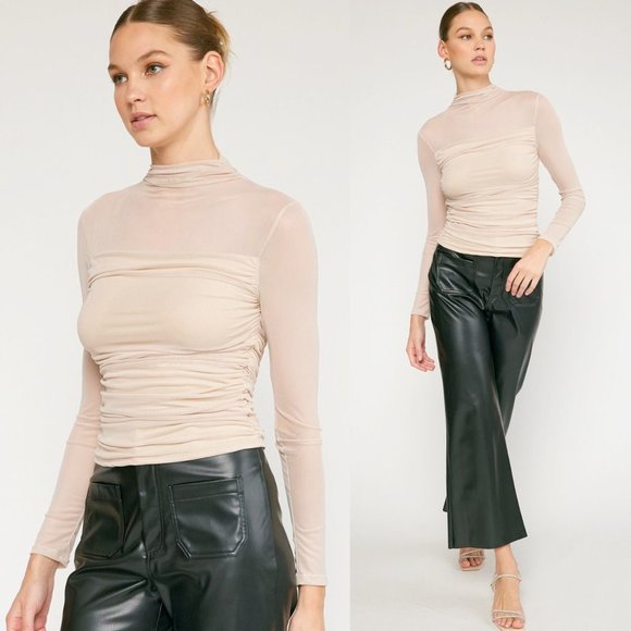 entro | Tops | Adrienne Mock Neck Sheer Top | Poshmark